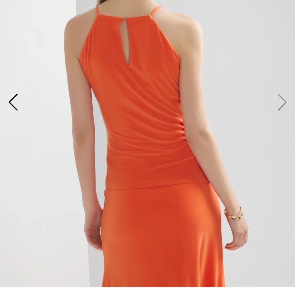 White House Black Market Orange Ruched Sleeveless Tank - Picture 4 of 6